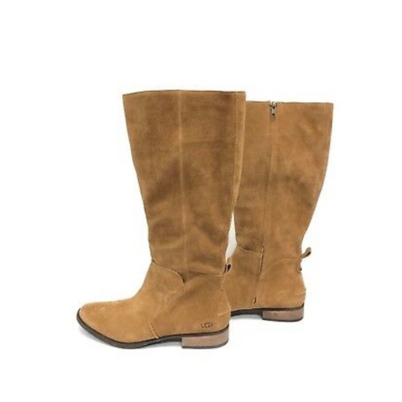 CLEARANCE!! UGG NWOT TALL SUEDE RIDING BOOT CHESTNUT SZ 5 - Picture 2 of 5